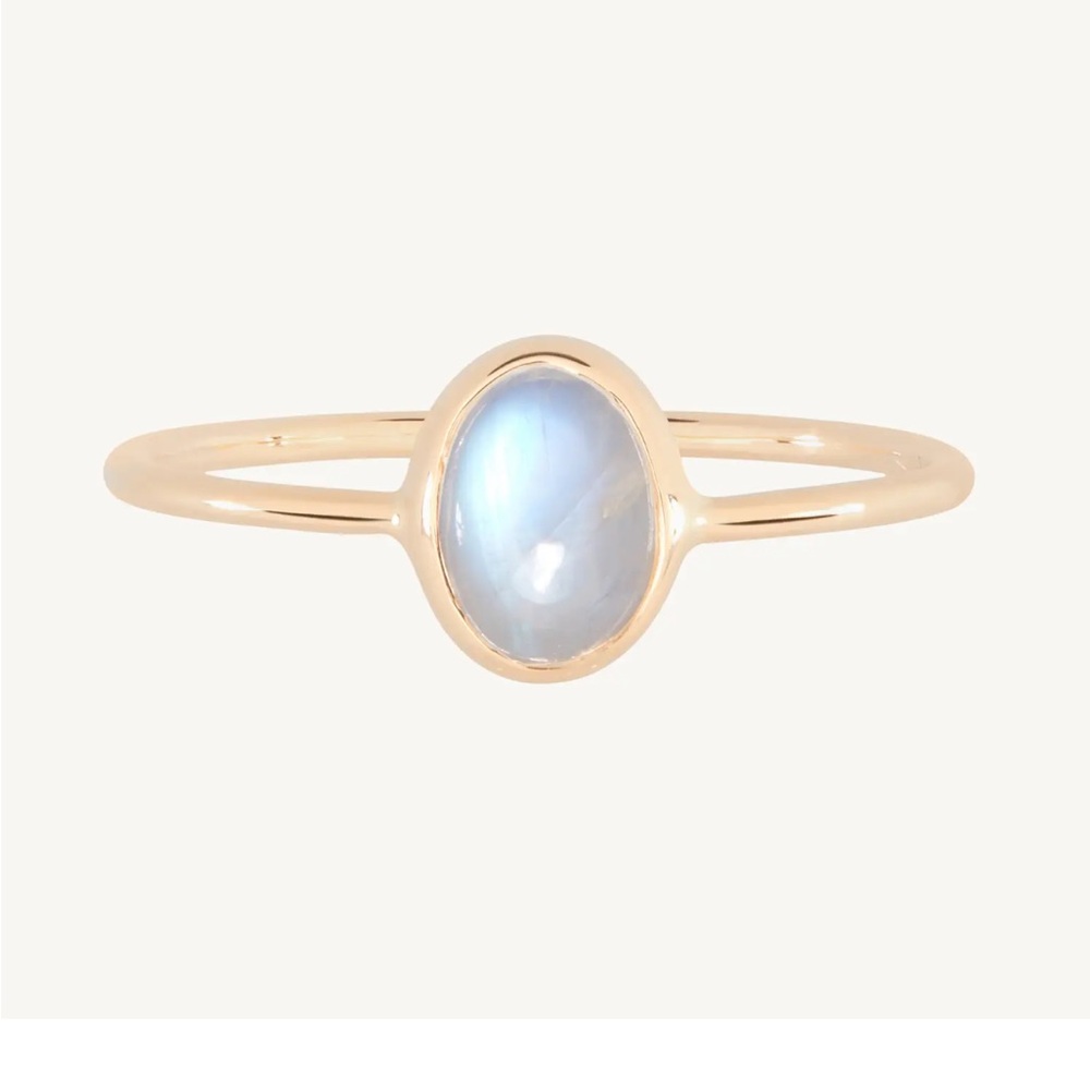 14k Solid Gold Moonstone Ring - image 1